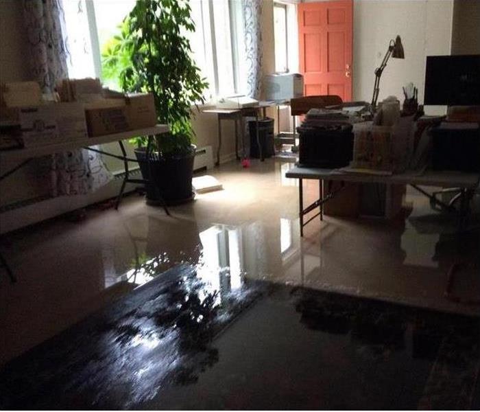 water damage in living room